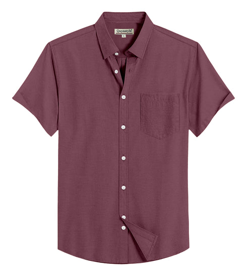 Dark Chocolate Cotton Solid Half Sleeves Shirt