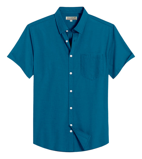 Air Force Blue Cotton Solid Half Sleeves Shirt