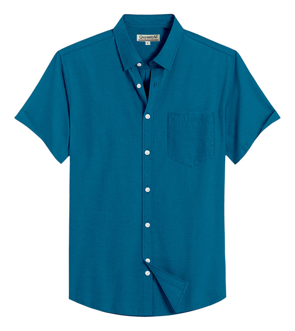 Air Force Blue Cotton Solid Half Sleeves Shirt