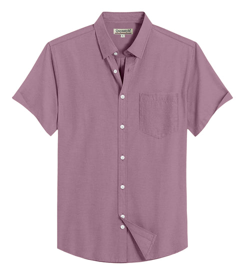 Purple Cotton Solid Half Sleeves Shirt