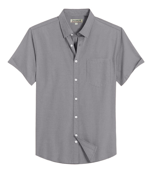 Dark Grey Cotton Solid Half Sleeves Shirt