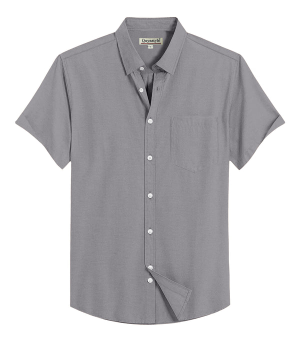 Dark Grey Cotton Solid Half Sleeves Shirt