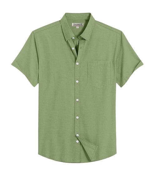 Dark Green Cotton Solid Half Sleeves Shirt