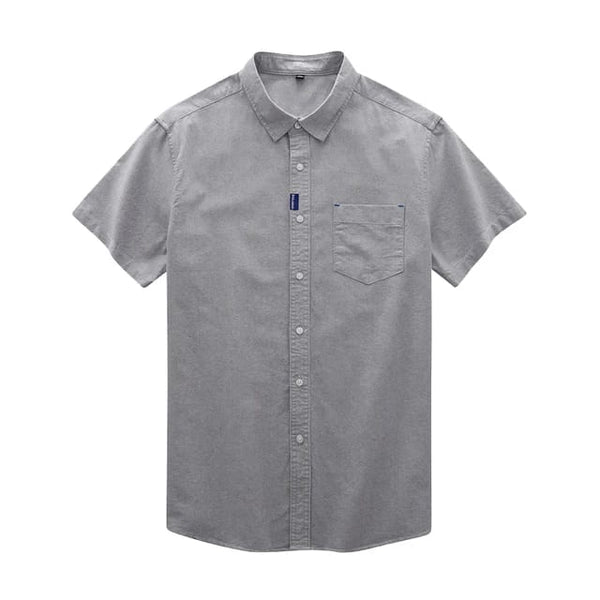 Men's Grey Cotton Solid Half Sleeves Casual Shirt