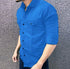 Men's Cargo Stylish Cotton Solid Slim Fit Full Sleeves Shirt